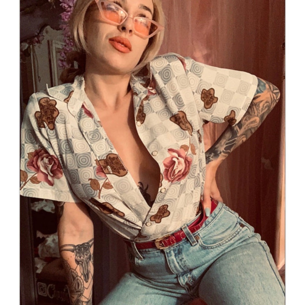 Checkered Floral Blouse